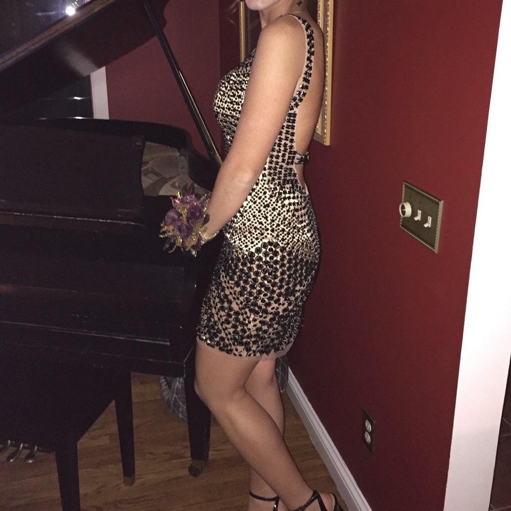 Sherri Hill Black Beaded Mini Dress - Picture 3 of 7